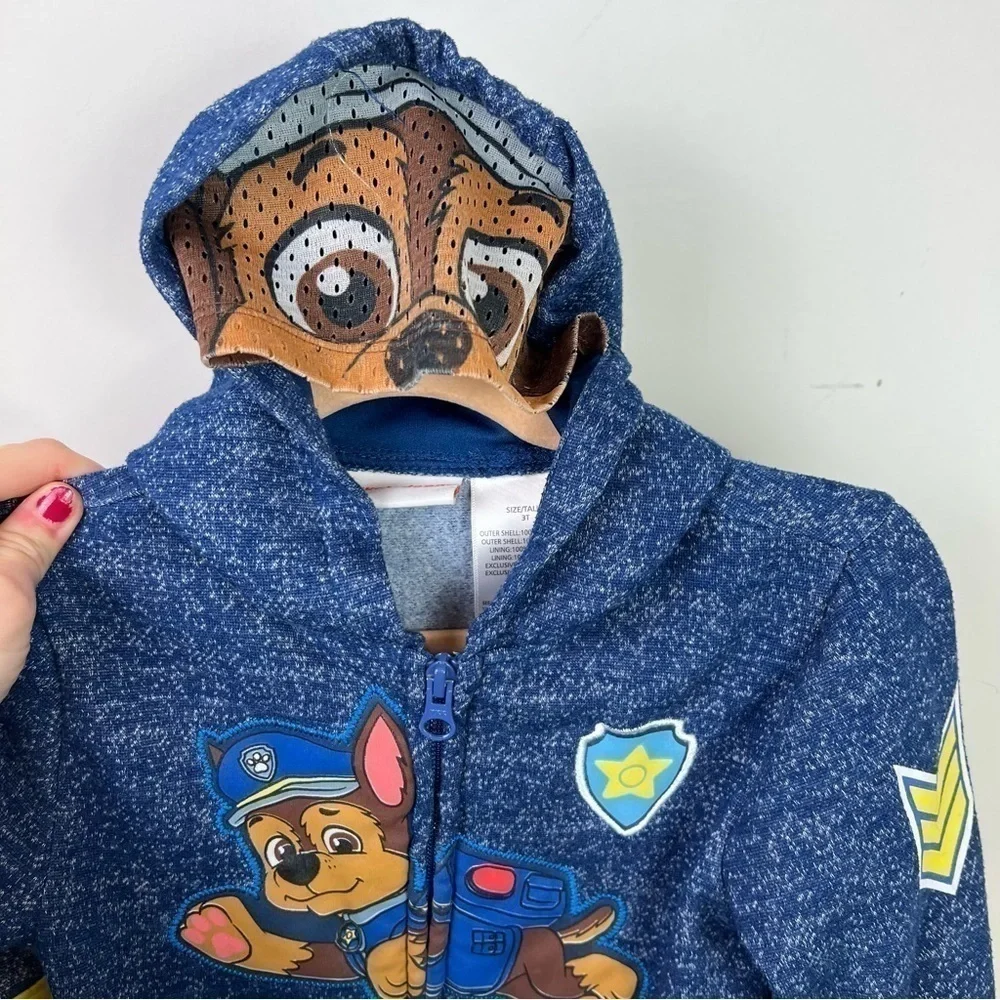 PAW PATROL Boys Kids Sweatshirt Hoodie Chase Mask Size 3T